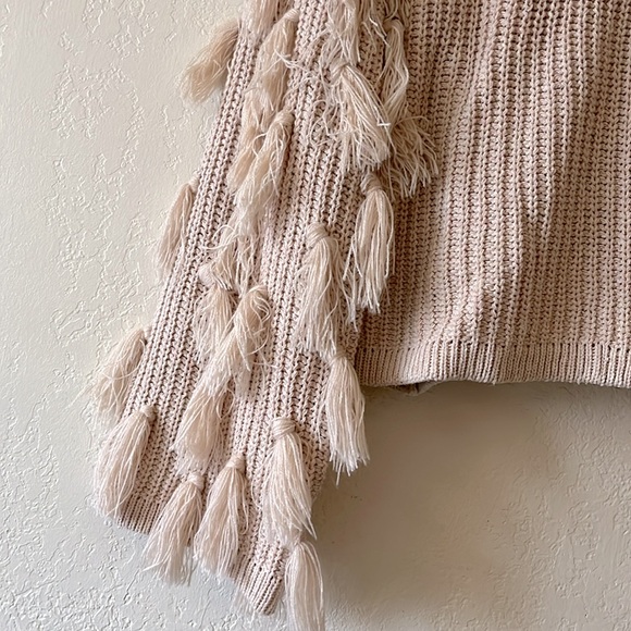 Fringed Sleeve Knit Sweater - Picture 2 of 4